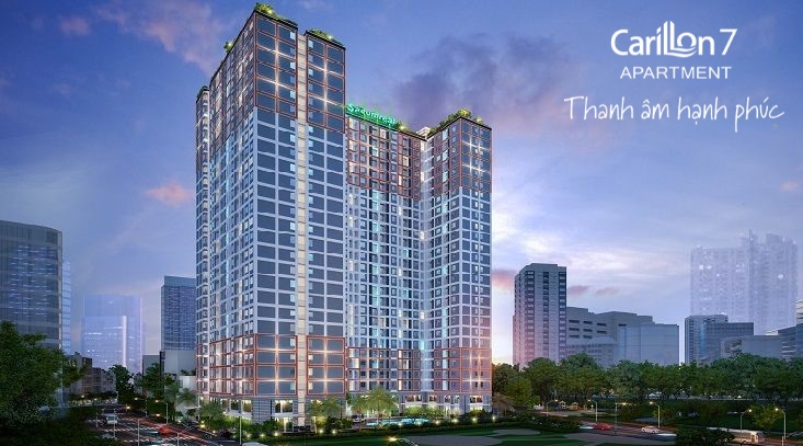 Tổng thể carillon 7 Quy m&ocirc; bao gồm 1 block căn hộ, cao 27 tầng v&agrave; 2 tầng hầm